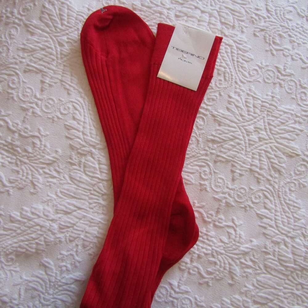 Very Long TIBERINO Red Italian Vatican Roma Socks--NWT's--Size 12